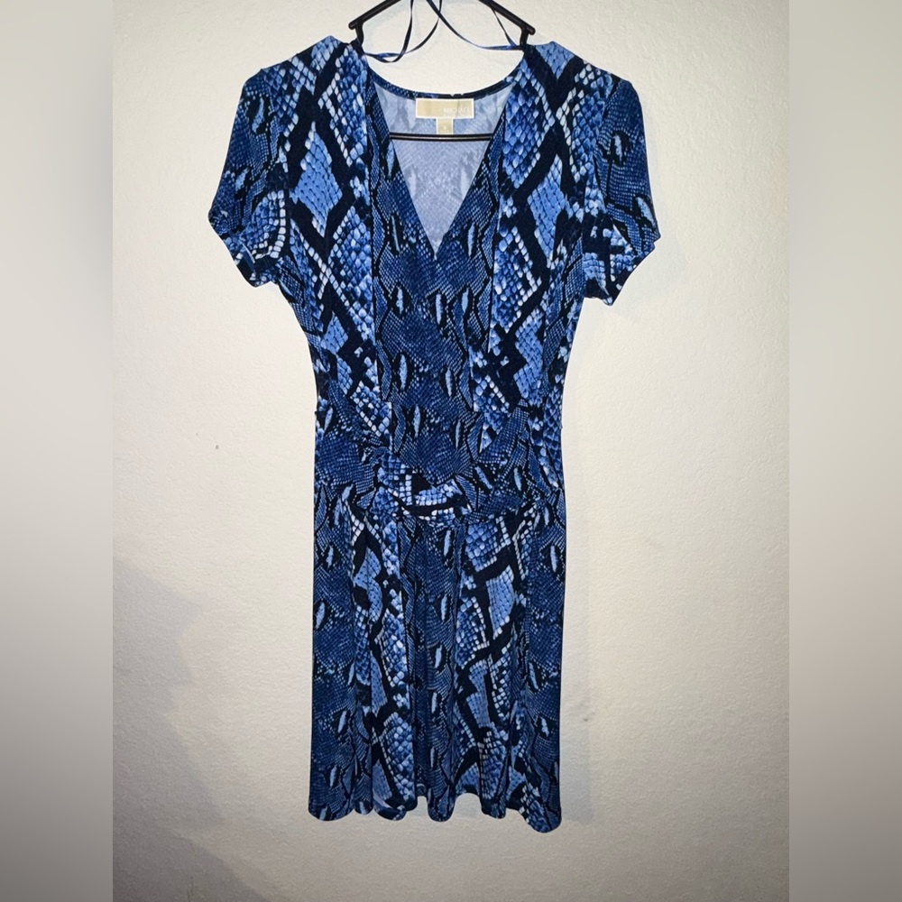 MICHAEL Michael Kors Blue Wrap Tie Front Maxi Dress